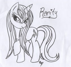 Size: 2331x2204 | Tagged: safe, artist:cassadriel, imported from derpibooru, rarity, cute, female, monochrome, solo, trace, traditional art, wet, wet mane, wet mane rarity