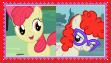 Size: 112x64 | Tagged: safe, imported from derpibooru, apple bloom, twist, earth pony, pony, deviantart stamp, female, filly, lesbian, shipping, stamp, twistbloom