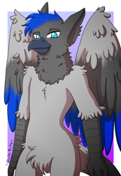 Size: 900x1300 | Tagged: safe, artist:deitosart, imported from derpibooru, oc, oc only, oc:radzhel, anthro, griffon, pubic fluff
