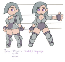 Size: 1046x1000 | Tagged: safe, artist:moronsonofboron, imported from derpibooru, marble pie, human, armor, armor skirt, boots, breasts, busty marble pie, chibi, cleavage, clothes, cute, development, dress, female, fingerless gloves, gloves, greaves, humanized, major miners, proportion study, skirt, solo