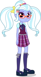 Size: 2664x5000 | Tagged: safe, artist:xebck, imported from derpibooru, sugarcoat, equestria girls, friendship games, absurd resolution, alternate hairstyle, bow, bowtie, clothes, crystal prep academy, crystal prep academy uniform, cute, female, freshman, glasses, hair bow, hairclip, mary janes, meganekko, pigtails, school uniform, simple background, solo, sugarcute, transparent background, vector, younger