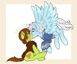 Size: 500x418 | Tagged: safe, artist:kikuri-tan, imported from derpibooru, earth pony, pegasus, pony, clothes, crossover, gay, hiccup horrendous the third, how to train your dragon, jack frost, kissing, male, ponified, rise of the guardians, shipping, stallion