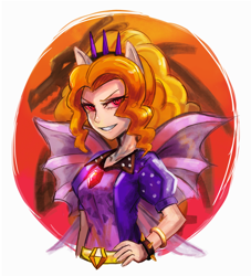 Size: 800x882 | Tagged: safe, artist:tzc, imported from derpibooru, adagio dazzle, equestria girls, female, fin wings, gem, ponied up, pony ears, siren gem, solo