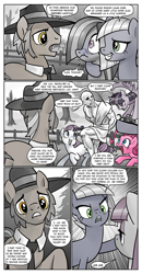 Size: 665x1276 | Tagged: safe, artist:pencils, imported from derpibooru, igneous rock pie, limestone pie, marble pie, maud pie, pinkie pie, rarity, twilight sparkle, oc, oc:anon, alicorn, earth pony, human, pony, unicorn, comic:anon's pie adventure, anal probe, clippit, comic, cute, female, human male, implied anal insertion, implied insertion, implied probing, male, marblebetes, mare, probe, raribetes, scrunchy face, stallion, this will end in science, twilight sparkle (alicorn), ye olde butcherede englishe