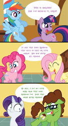 Size: 1275x2354 | Tagged: safe, artist:t-3000, imported from derpibooru, fluttershy, pinkie pie, rainbow dash, rarity, twilight sparkle, oc, earth pony, pegasus, pony, unicorn, the cutie mark chronicles, comic, implied wetting, poop, toilet humor, wat, wide eyes