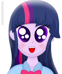 Size: 906x1076 | Tagged: safe, artist:dotaandme, imported from derpibooru, twilight sparkle, equestria girls, cute, female, happy, looking at you, solo, twiabetes