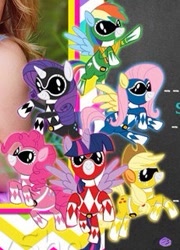 Size: 231x321 | Tagged: safe, imported from derpibooru, applejack, fluttershy, pinkie pie, rainbow dash, rarity, twilight sparkle, alicorn, pony, clothes, cosplay, costume, kyouryuu sentai zyuranger, mane six, mighty morphin power rangers, power rangers, super sentai, twilight sparkle (alicorn)