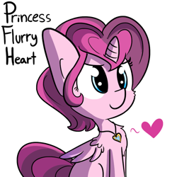 Size: 792x792 | Tagged: safe, artist:tjpones, imported from derpibooru, princess flurry heart, alicorn, pony, cute, female, guess, headcanon, heart, not pinkie pie, offspring, parent:princess cadance, parent:shining armor, parents:shiningcadance, simple background, solo, speculation, tjpones is trying to murder us, white background