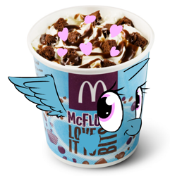 Size: 692x718 | Tagged: safe, imported from derpibooru, princess flurry heart, alicorn, spoiler:s06, cute, food, heart, joke, mcdonald's, mcflurry, princess mcflurry, pun, simple background, wings