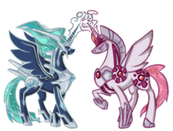 Size: 800x605 | Tagged: safe, artist:paintsplatter, imported from derpibooru, alicorn, dialga, palkia, pony, duo, legendary pokémon, pokémon, ponified, ponymon, raised hoof, simple background, transparent background