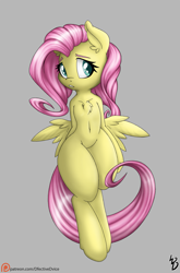 Size: 1321x2000 | Tagged: safe, artist:dfectivedvice, imported from derpibooru, fluttershy, pegasus, pony, cute, female, gray background, looking at you, mare, patreon, patreon logo, shyabetes, simple background, solo