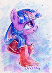 Size: 450x635 | Tagged: safe, artist:maytee, imported from derpibooru, twilight sparkle, clothes, female, scarf, solo