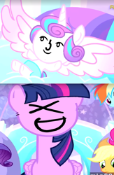 Size: 1082x1656 | Tagged: safe, edit, imported from derpibooru, applejack, pinkie pie, princess flurry heart, rainbow dash, rarity, twilight sparkle, alicorn, pony, spoiler:s06, drama, flurry heart drama, le lenny face, wtf, xd