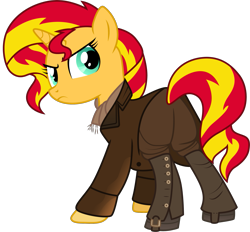 Size: 1877x1741 | Tagged: safe, artist:cloudy glow, artist:cloudyglow, imported from derpibooru, sunset shimmer, pony, unicorn, equestria girls, crossover, doctor who, female, john hurt, rebecca shoichet, simple background, solo, transparent background, vector, war doctor