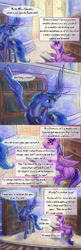 Size: 1280x3940 | Tagged: safe, artist:viwrastupr, imported from derpibooru, princess luna, twilight sparkle, alicorn, pony, comic:samurai twilight, alternate universe, comic, female, library, mare, samurai twilight, tumblr, twilight sparkle (alicorn)