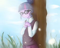 Size: 1422x1137 | Tagged: safe, artist:amazingpuffhair, imported from derpibooru, sci-twi, twilight sparkle, equestria girls, friendship games, cute, female, looking at you, shy, solo, twiabetes