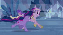 Size: 640x360 | Tagged: safe, edit, edited screencap, imported from derpibooru, screencap, princess cadance, twilight sparkle, alicorn, pony, unicorn, a canterlot wedding, season 2, animated, cave, crystal caverns, female, frame skipping, running, seizure warning, sisters-in-law, sliding, this day aria, unicorn twilight