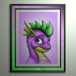 Size: 4500x4500 | Tagged: safe, artist:lupiarts, imported from derpibooru, spike, absurd resolution, male, picture frame, portrait, solo