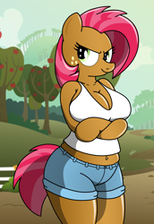 Size: 2200x3200 | Tagged: safe, artist:an-tonio, artist:pananovich, imported from derpibooru, babs seed, anthro, semi-anthro, arm hooves, arm under breasts, breasts, busty babs seed, cleavage, clothes, female, older, plump, solo, tanktop