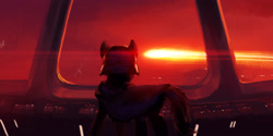 Size: 4000x2000 | Tagged: safe, artist:hunternif, imported from derpibooru, pony, absurd resolution, crossover, discussion in the comments, kylo ren, laser, ponified, solo, space, spaceship, spoilers for another series, star wars, star wars: the force awakens