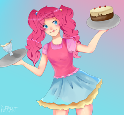 Size: 3000x2768 | Tagged: safe, artist:poppybat, imported from derpibooru, pinkie pie, human, female, gradient background, humanized, solo