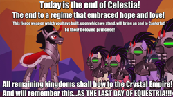 Size: 1280x720 | Tagged: safe, edit, edited screencap, imported from derpibooru, screencap, king sombra, crystal pony, pony, the cutie re-mark, alternate timeline, caption, crystal empire, crystal war timeline, general hux, image macro, implied princess celestia, meme, mind control, sombra soldier, speech, spoilers for another series, star wars, star wars: the force awakens