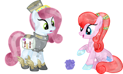 Size: 5000x2991 | Tagged: safe, artist:pilot231, imported from derpibooru, oc, oc only, oc:marianna, oc:rose letter, crystal pony, pony, clothes, flower, mailmare, rose, simple background, transparent background, uniform, vector
