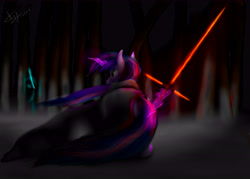 Size: 7000x5000 | Tagged: safe, artist:skitsniga, artist:skitsroom, imported from derpibooru, twilight sparkle, absurd resolution, cloak, clothes, crossguard lightsaber, kylo ren, lightsaber, sith, star wars, weapon