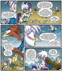 Size: 1319x1514 | Tagged: safe, artist:jay fosgitt, idw, imported from derpibooru, coach klaus, firegem, gilda, rarity, griffon, spoiler:comic, spoiler:comicff24