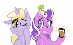Size: 2184x1371 | Tagged: safe, artist:broohan, imported from derpibooru, dinky hooves, screwball, chocolate, chocolate milk, food, milk