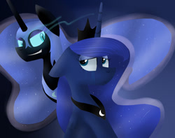 Size: 1024x805 | Tagged: safe, artist:despotshy, imported from derpibooru, nightmare moon, princess luna, crying, duality
