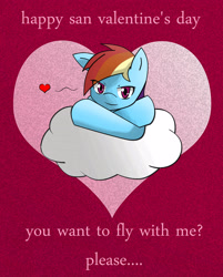 Size: 2560x3189 | Tagged: safe, artist:xilefti, imported from derpibooru, rainbow dash, pony, card, female, looking at you, solo, valentine's day