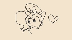 Size: 1280x720 | Tagged: safe, artist:tjpones, imported from derpibooru, oc, oc only, oc:brownie bun, earth pony, pony, black and white, doodle, drawn on phone, grayscale, monochrome, phone drawing, pink background, simple background, solo, stylistic suck