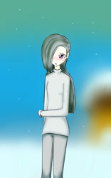 Size: 750x1200 | Tagged: safe, artist:trixie-cl, imported from derpibooru, marble pie, human, season 5, female, humanized, shy, snow, snowfall, solo