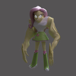 Size: 1080x1080 | Tagged: safe, artist:borickrut, artist:creatorofpony, imported from derpibooru, fluttershy, zombie, equestria girls, 3d, 3d model, blender, left 4 dead, monster, nightmare fuel, rubber boots, tank (zombie)