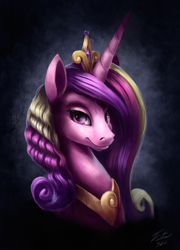 Size: 900x1247 | Tagged: safe, artist:tsitra360, imported from derpibooru, princess cadance, alternate hairstyle, female, looking at you, portrait, realistic, smiling, solo