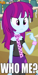 Size: 364x710 | Tagged: safe, imported from derpibooru, screencap, brawly beats, mystery mint, ringo, equestria girls, equestria girls (movie), /mlp/, background human, caption, clothes, meme, pointing, scarf, shoulderless