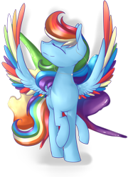 Size: 1024x1424 | Tagged: safe, artist:baldmoose, imported from derpibooru, rainbow dash, pegasus, pony, alternate hairstyle, colored wings, colored wingtips, earbuds, eyes closed, female, mare, simple background, solo, spread wings, transparent background, wings