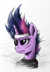 Size: 800x1153 | Tagged: safe, artist:hewison, imported from derpibooru, twilight sparkle, female, future twilight, metal gear, portrait, solid sparkle, solo