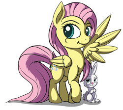 Size: 1024x917 | Tagged: safe, artist:setonlr, imported from derpibooru, angel bunny, fluttershy, fluffy, simple background