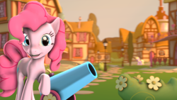 Size: 1920x1080 | Tagged: safe, artist:neondion60, imported from derpibooru, pinkie pie, 3d, female, party cannon, solo, source filmmaker