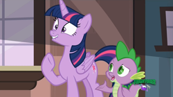 Size: 1566x878 | Tagged: safe, imported from derpibooru, screencap, spike, twilight sparkle, alicorn, pony, ppov, lip bite, scrunchy face, twilight sparkle (alicorn)