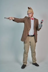 Size: 640x960 | Tagged: safe, imported from derpibooru, doctor whooves, time turner, human, bronycon, bronycon 2016, bowtie, bowties are cool, clothes, cosplay, costume, doctor who, irl, irl human, k-9, photo, solo, sonic screwdriver