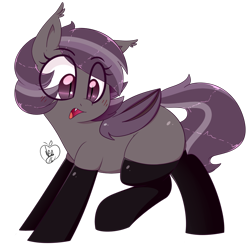 Size: 1000x1000 | Tagged: safe, artist:notenoughapples, imported from derpibooru, oc, oc only, oc:iris, bat pony, pony, clothes, cute, female, solo, stockings