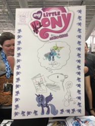Size: 768x1024 | Tagged: safe, artist:andypriceart, artist:katiecandraw, imported from derpibooru, princess luna, tiberius, comic, commission, traditional art