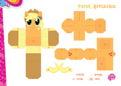 Size: 2048x1447 | Tagged: safe, imported from derpibooru, part of a set, applejack, craft, female, my little pony logo, official, papercraft, portuguese, solo