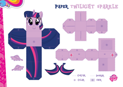 Size: 2048x1447 | Tagged: safe, imported from derpibooru, part of a set, twilight sparkle, alicorn, pony, craft, female, my little pony logo, official, papercraft, portuguese, solo, twilight sparkle (alicorn)