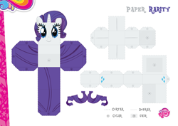 Size: 2048x1447 | Tagged: safe, imported from derpibooru, part of a set, rarity, craft, female, my little pony logo, official, papercraft, portuguese, solo