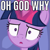 Size: 383x383 | Tagged: safe, edit, edited screencap, imported from derpibooru, screencap, twilight sparkle, alicorn, pony, ppov, caption, female, image macro, meme, reaction image, solo, text, twilight sparkle (alicorn), why