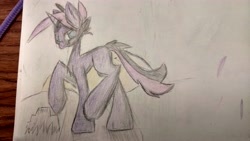 Size: 5344x3006 | Tagged: safe, artist:spectrum36, imported from derpibooru, oc, oc only, oc:midnight coda, pony, unicorn, colored, solo, traditional art